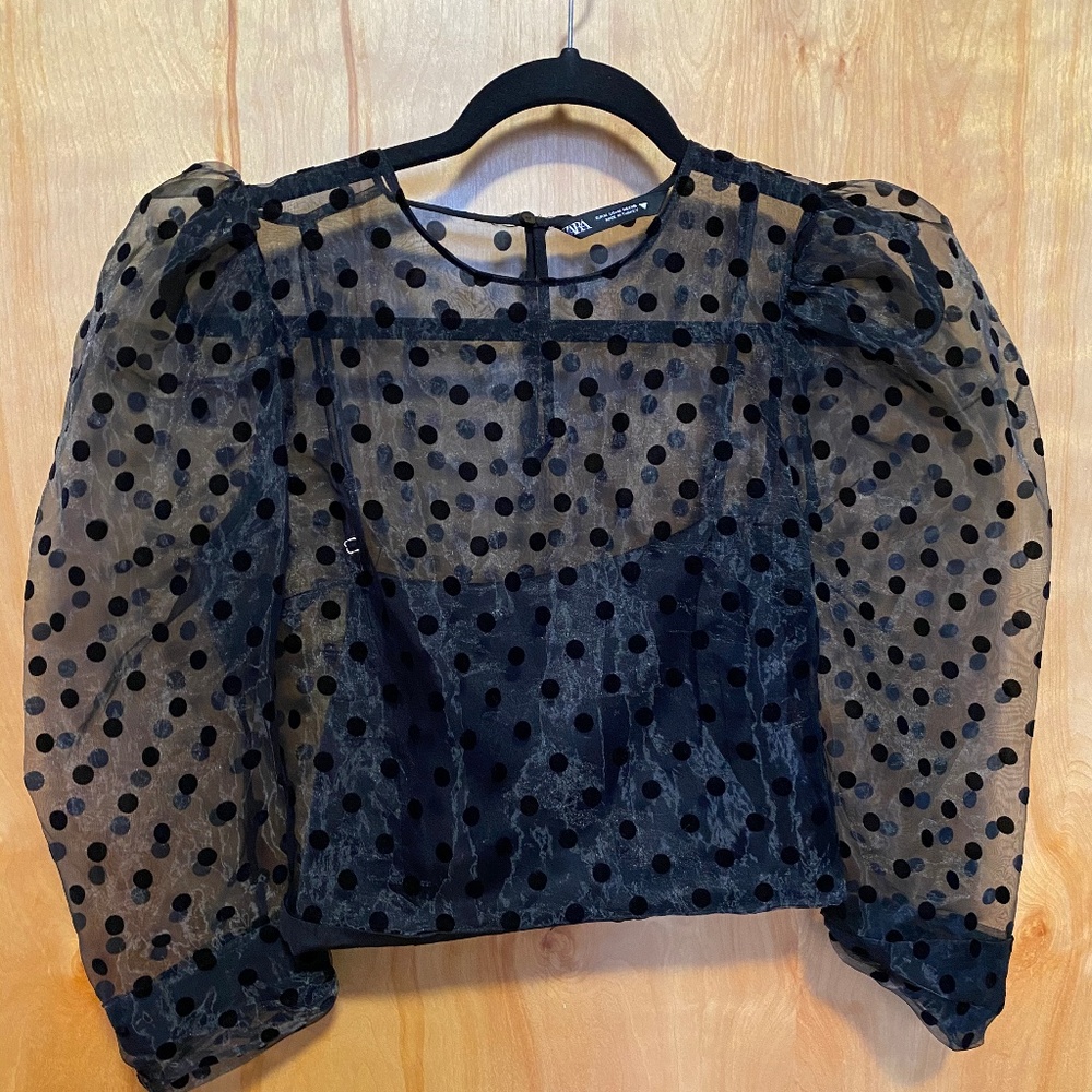 ZARA Black Organza Crop Top SZ Med (NWOT)
